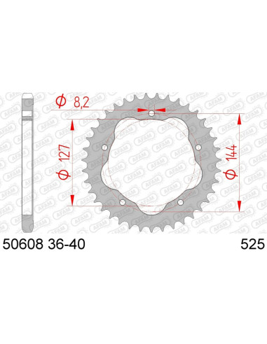 AFAM Steel Standard Rear Sprocket 50608 - 525