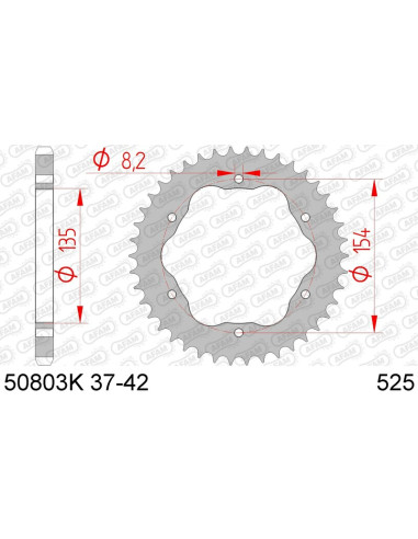 AFAM Steel Standard Rear Sprocket 50803K - 525