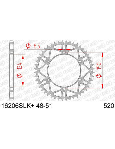 AFAM Steel Self-Cleaning Rear Sprocket 16206 - 520