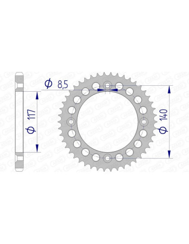 Couronne AFAM aluminium Ultra-Light anodisé dur 13108 - 428