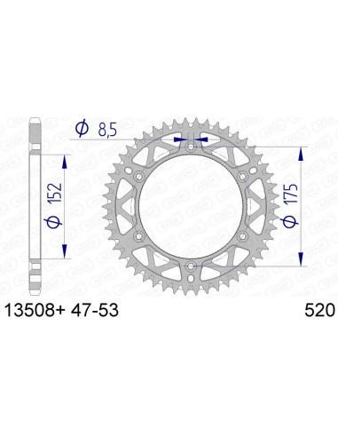 Couronne AFAM aluminium Ultra-Light anti-boue 13508 - 520