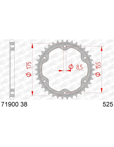 AFAM Steel Standard Rear Sprocket 71900 - 525