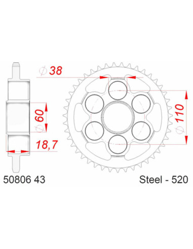 Couronne AFAM acier standard 50806 - 520