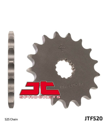 JT SPROCKETS Steel Standard Front Sprocket 520 - 525