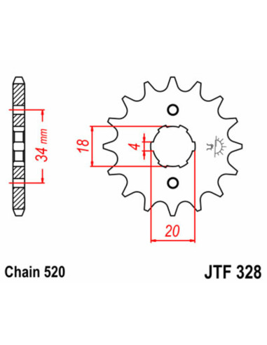 JT SPROCKETS Steel Standard Front Sprocket 328 - 520