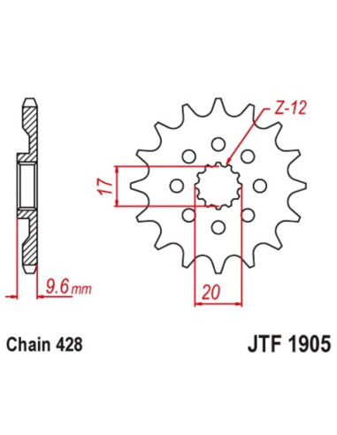 JT SPROCKETS Steel Standard Front Sprocket 1905 - 428