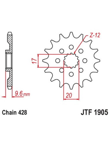 Pignon JT SPROCKETS acier standard 1905 - 428