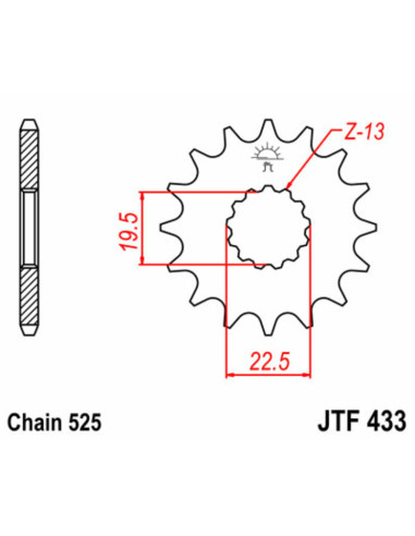 Pignon JT SPROCKETS acier standard 433 - 520