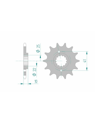 Pignon AFAM acier standard 20509 - 520