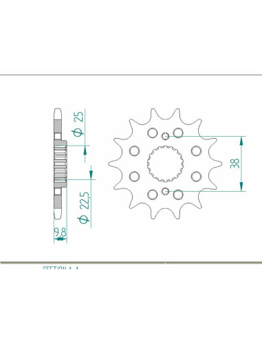 Pignon AFAM acier standard 166400 - 520