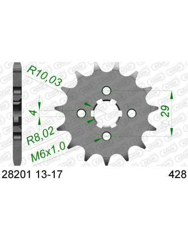 AFAM Steel Standard Front Sprocket 28201 - 428