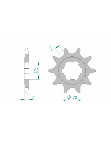 Pignon AFAM acier standard 94306 - 520