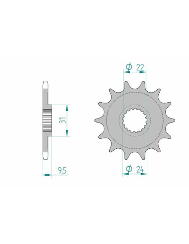 Pignon AFAM acier standard 22406 - 520