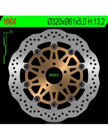 Disque de frein NG BRAKES pétale flottant - 166X