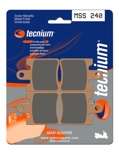 Plaquettes de frein TECNIUM Maxi Scooter métal fritté - MSS240