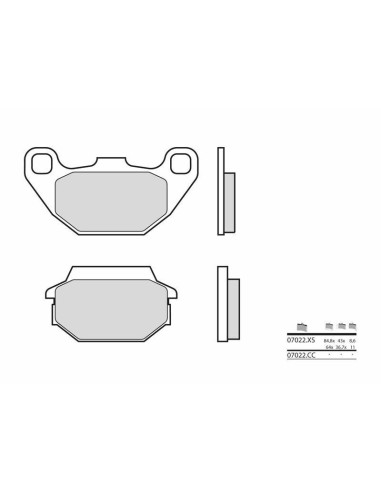 Plaquettes de frein BREMBO Scooter métal fritté - 07022XS