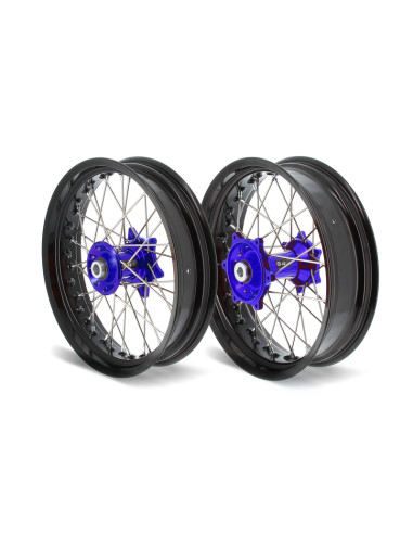 ART SM Complete Front + Rear Wheel 17x3,50/17x4,50 Black Rim/Blue Hub Yamaha