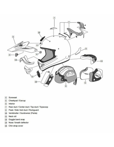 ARAI Penta Pro Interior 5mm Size L Off Road Helmet