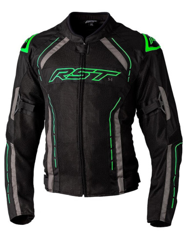 RST S1 Mesh CE Textile Jacket - Black/Neon Green Size XL