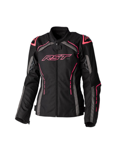 RST Ladies S1 CE Textile Jacket - Black/Neon Pink Size XS