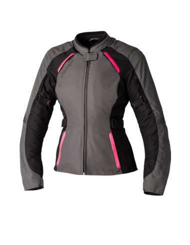 RST Ladies Ava CE Textile Jacket - Grey/Black/Neon Pink Size L
