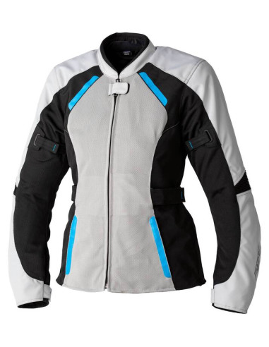 RST Ladies Ava Mesh CE Textile Jacket - Silver/Black/Blue Size XXL