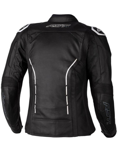 RST Ladies S1 CE Leather Jacket - Black/White Size 3XL