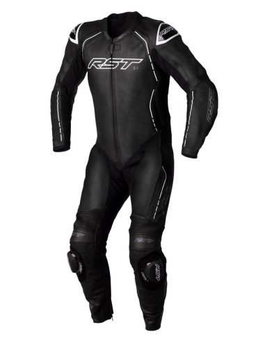 RST S1 CE Leather Suit - Black/Black/White Size 4XL