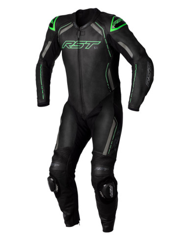 RST S1 CE Leather Suit - Black/Grey/Neon Green Size XXL