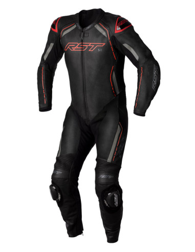 RST S1 CE Leather Suit - Black/Grey/Red Size XS