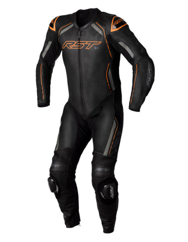 RST S1 CE Leather Suit - Black/Grey/Neon Orange Size L