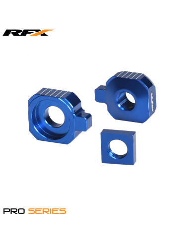RFX Pro Rear Axle Adjuster Blocks (Blue) - Husqvarna TC65