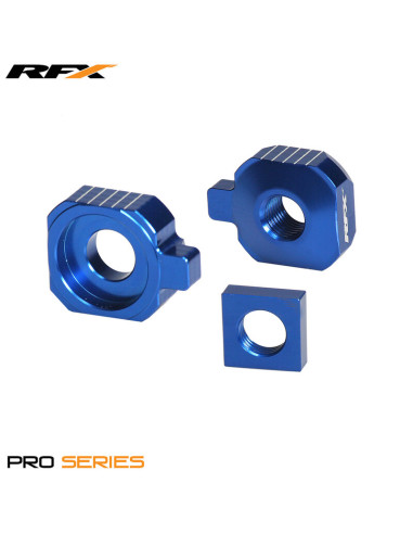 RFX Pro 2 Rear Axle Adjuster Blocks (Blue) - Husqvarna TC85