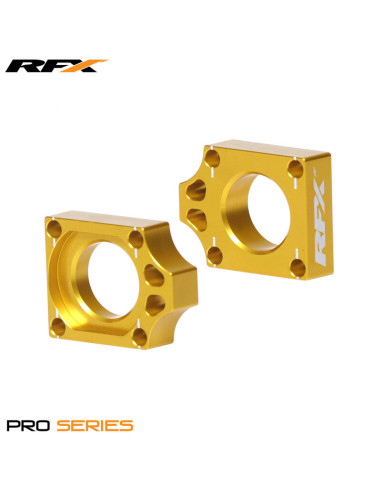 RFX Pro Rear Axle Adjuster Blocks (Yellow) - Suzuki RMZ250/450