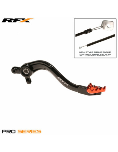 RFX Pro ST Rear Brake Lever (Hard Anodised Black/Orange) - KTM SX/EXC250