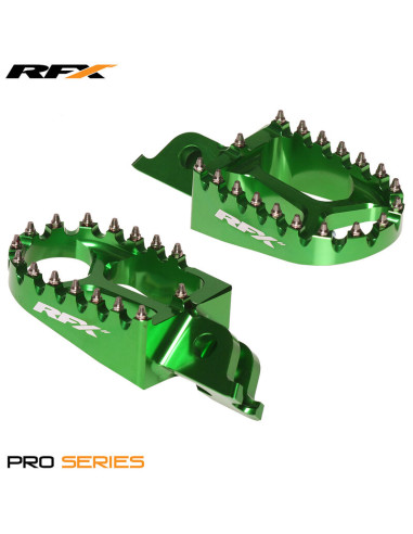 RFX Pro Footrests (Green) - Kawasaki KXF250/450