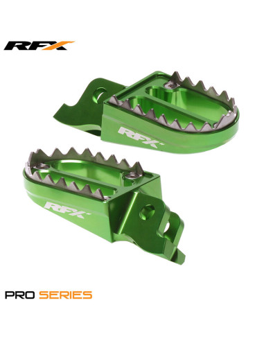 RFX Pro Series 2 Footrests (Green) - Kawasaki KXF250/450